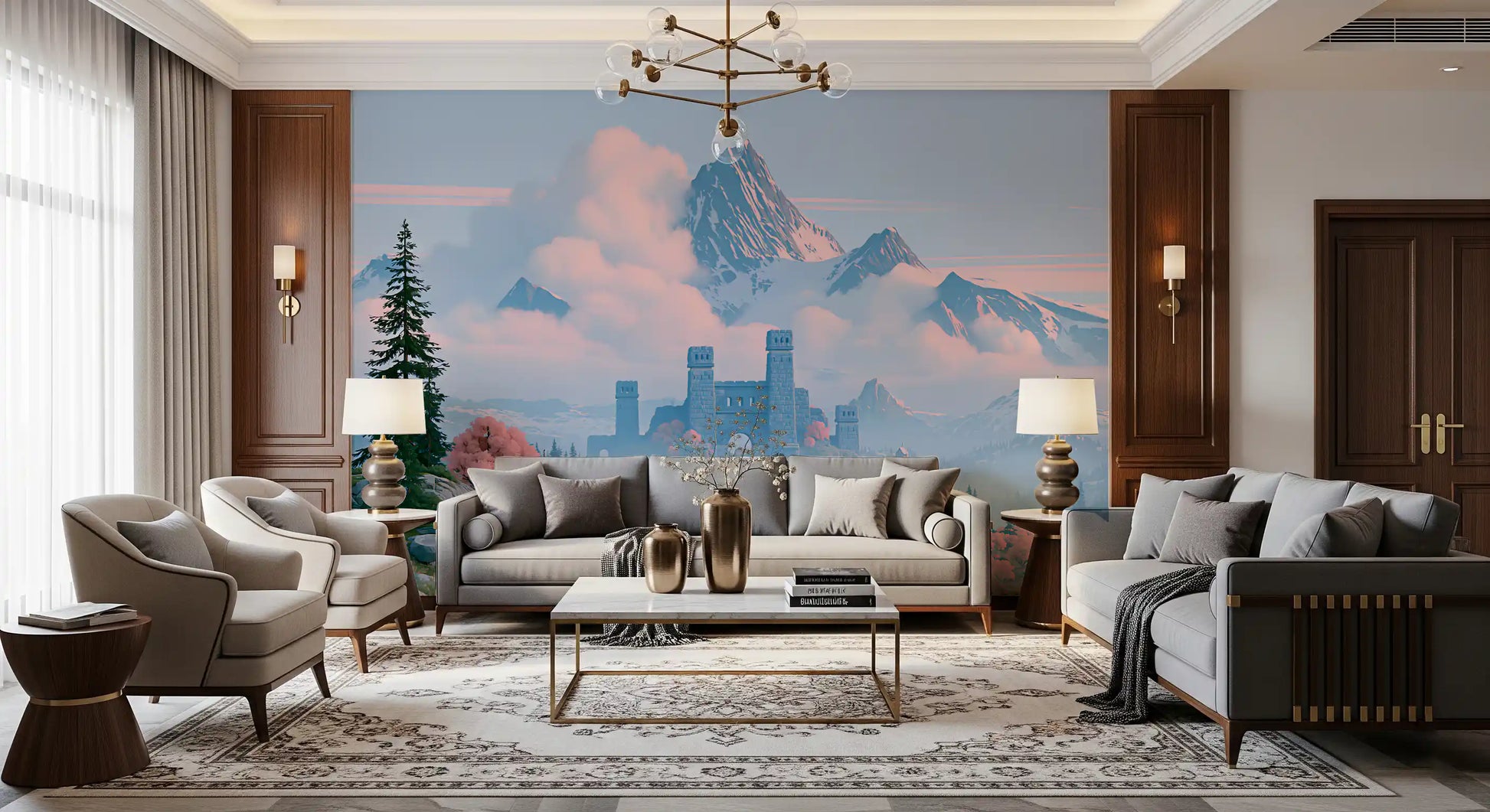 Enchanted Highland Fortress Landscape Wall Mural