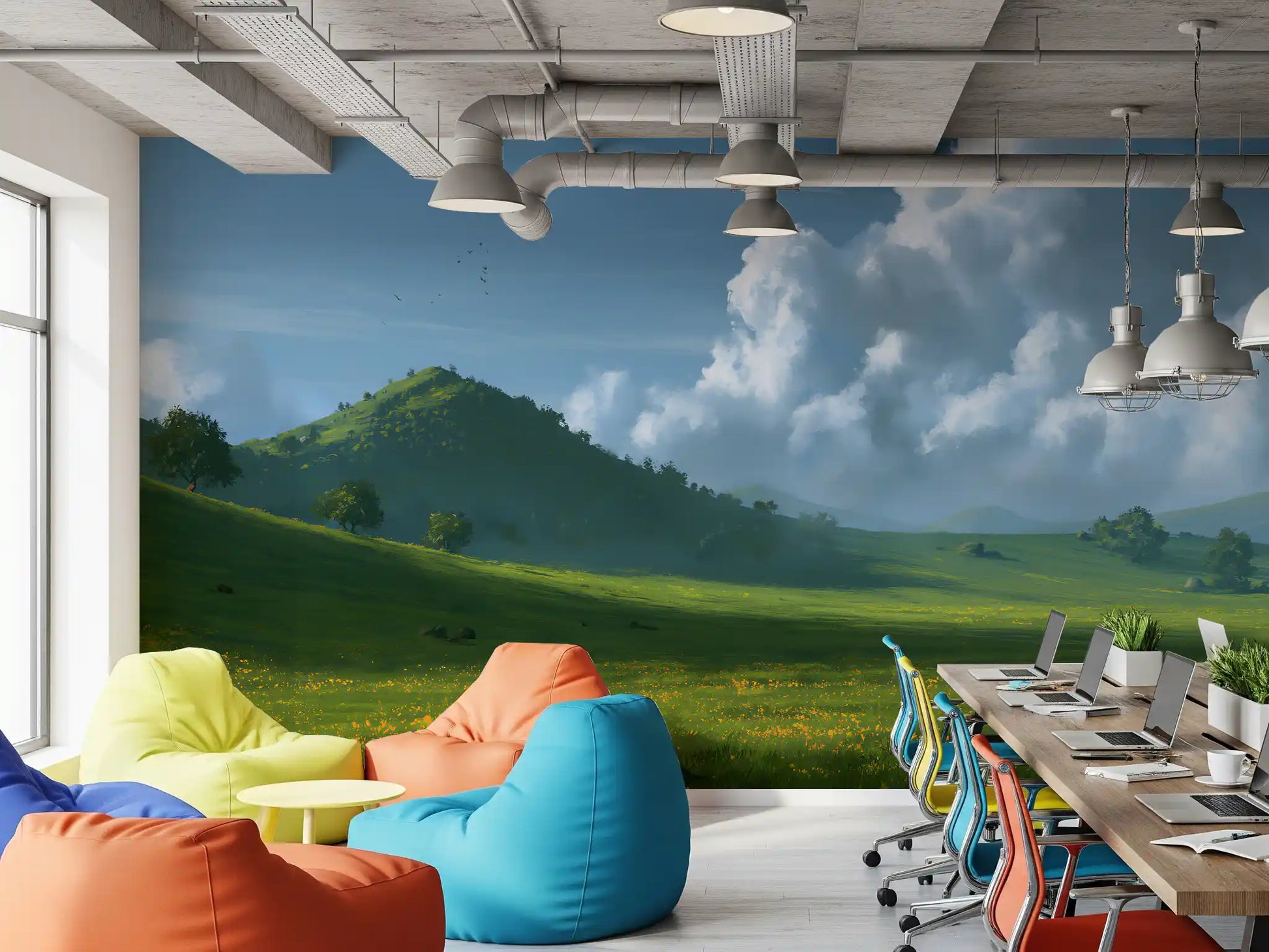Rolling Green Hills and Summer Skies Wall Mural