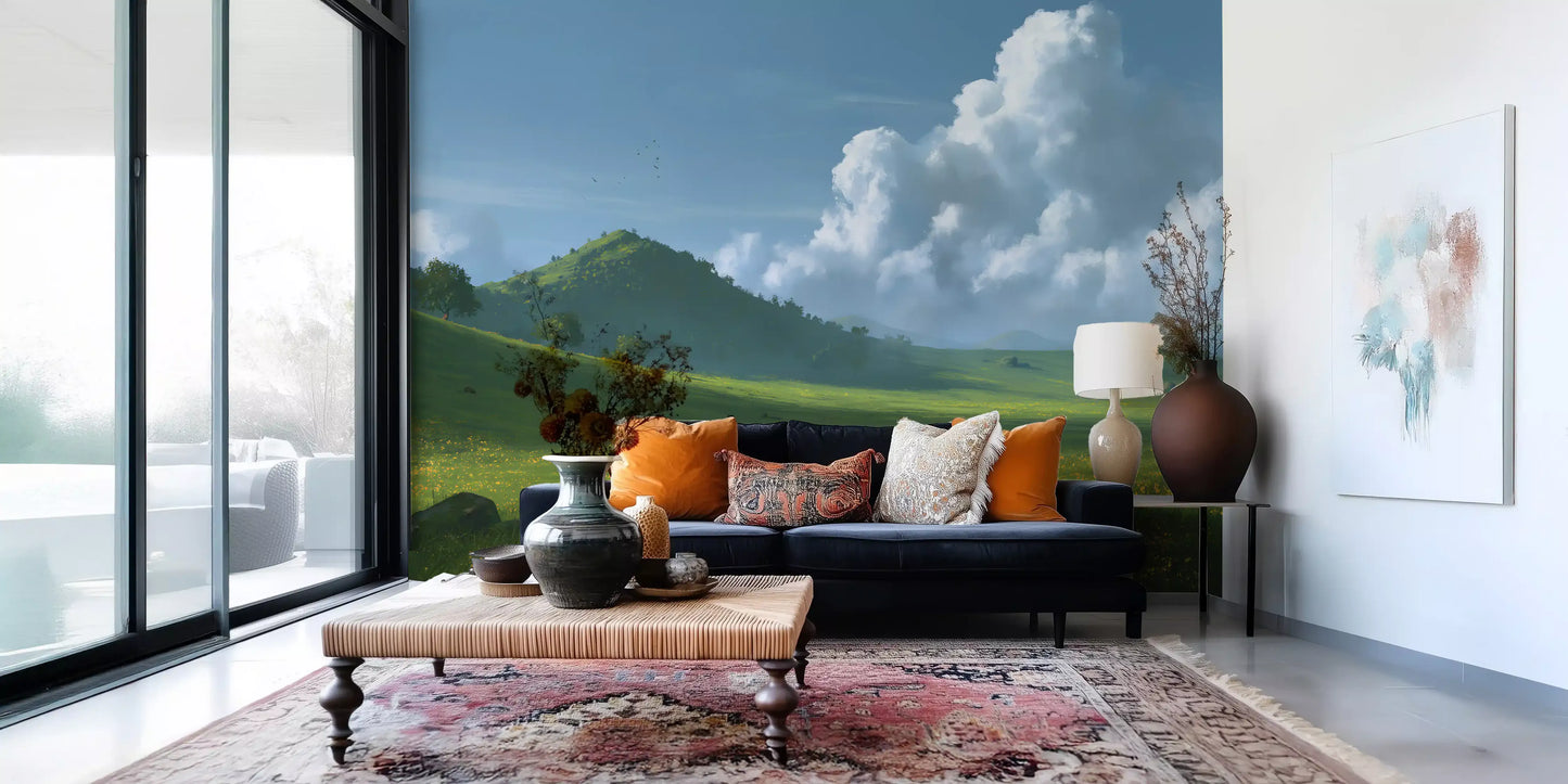 Rolling Green Hills and Summer Skies Wall Mural