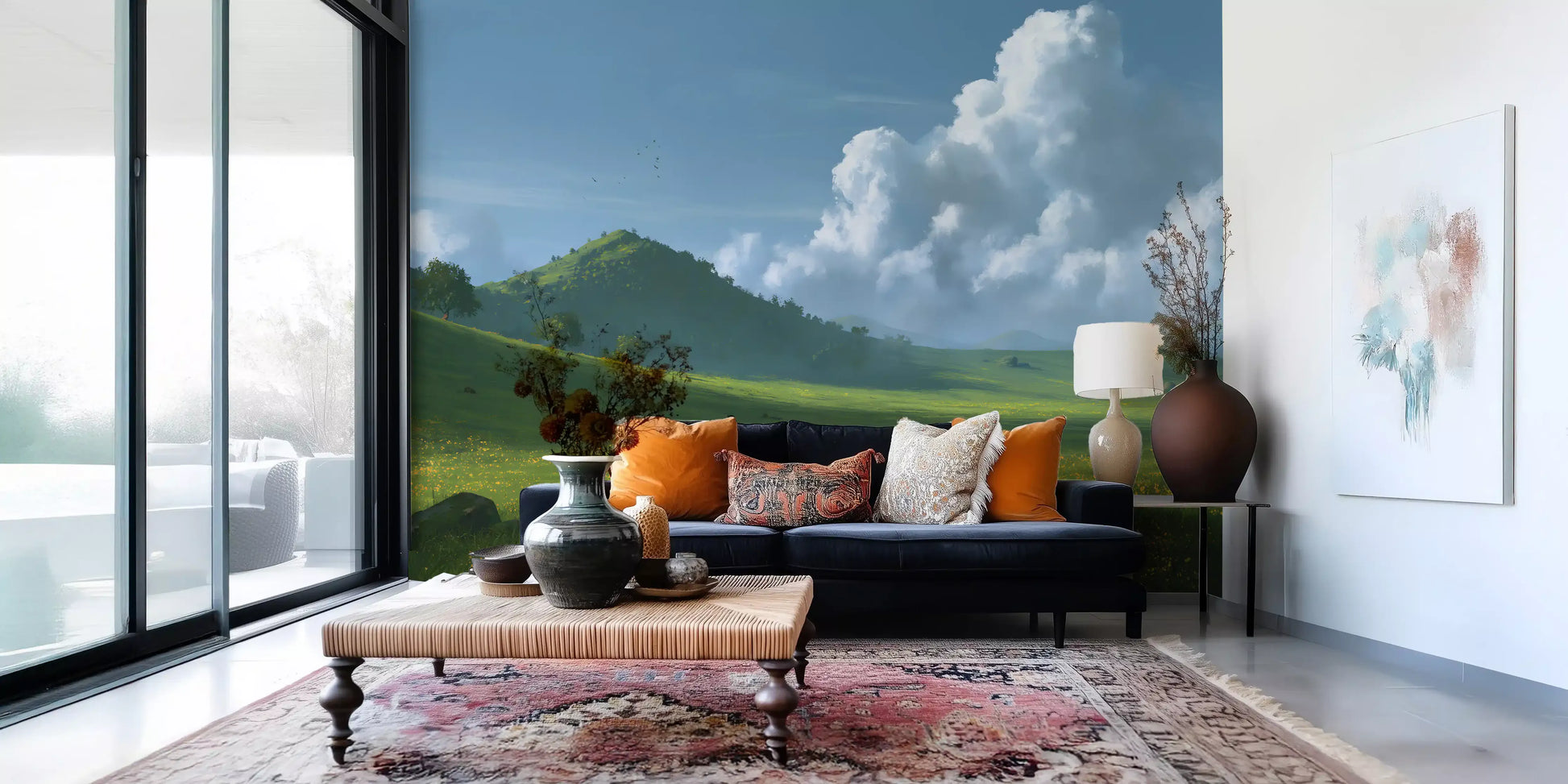 Rolling Green Hills and Summer Skies Wall Mural