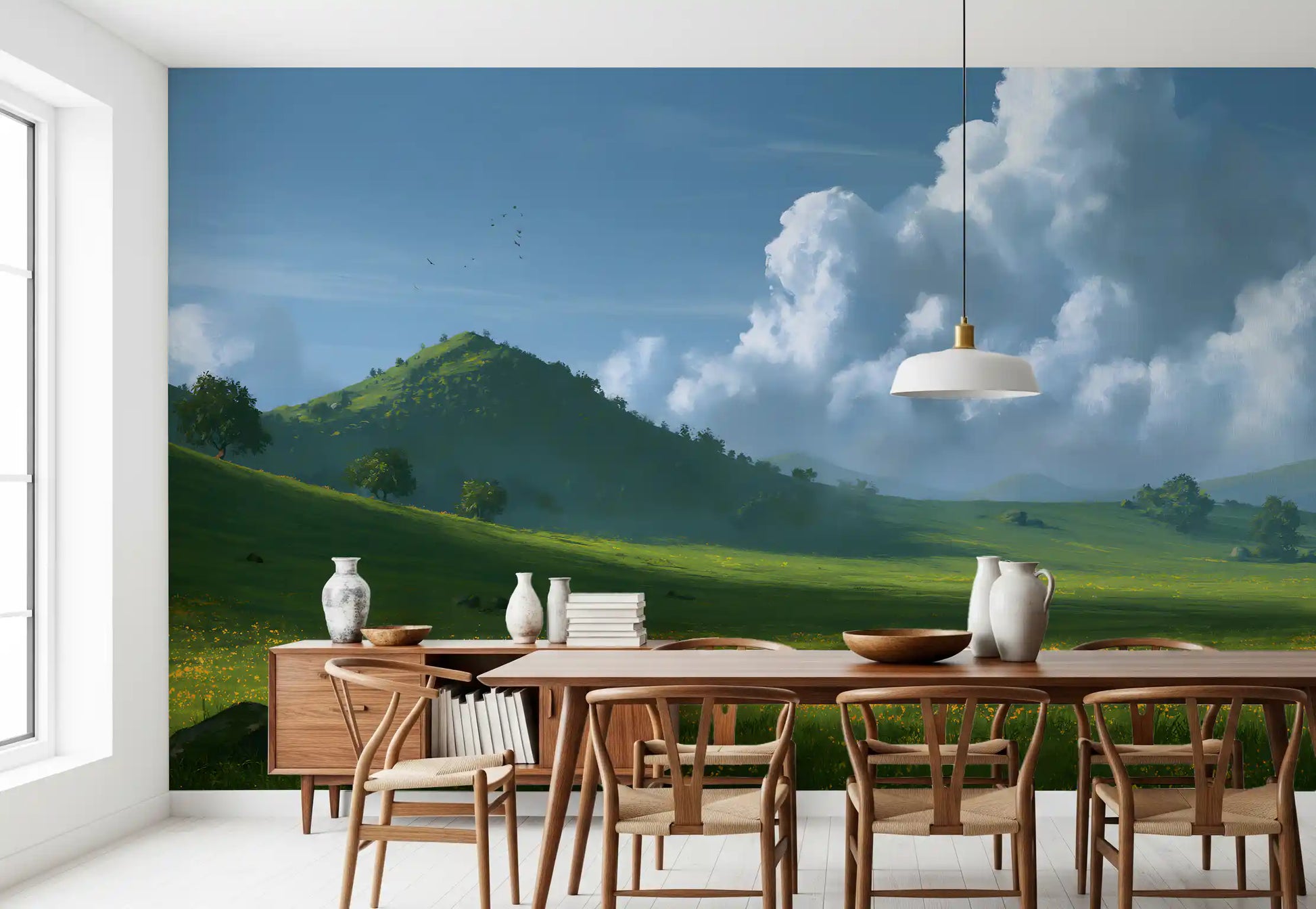 Rolling Green Hills and Summer Skies Wall Mural