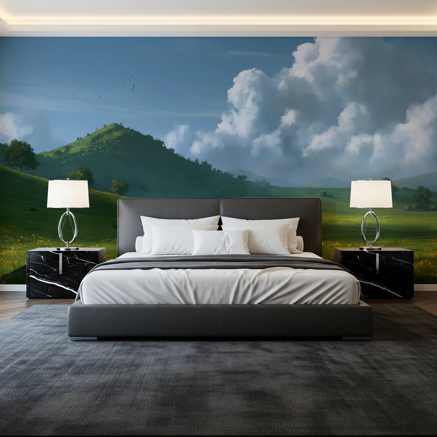 Rolling Green Hills and Summer Skies Wall Mural