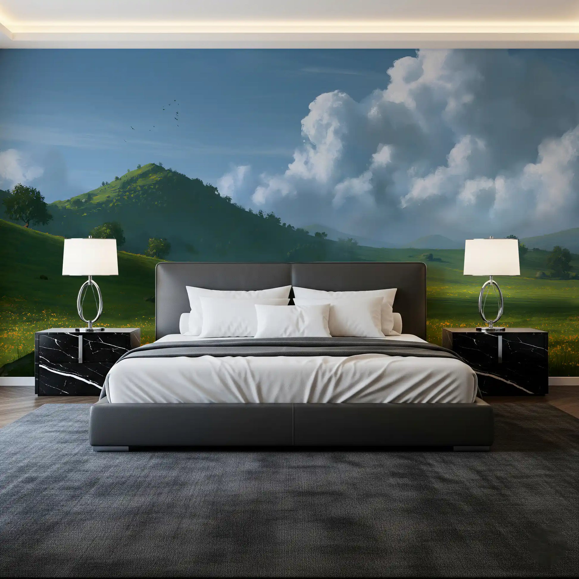 Rolling Green Hills and Summer Skies Wall Mural