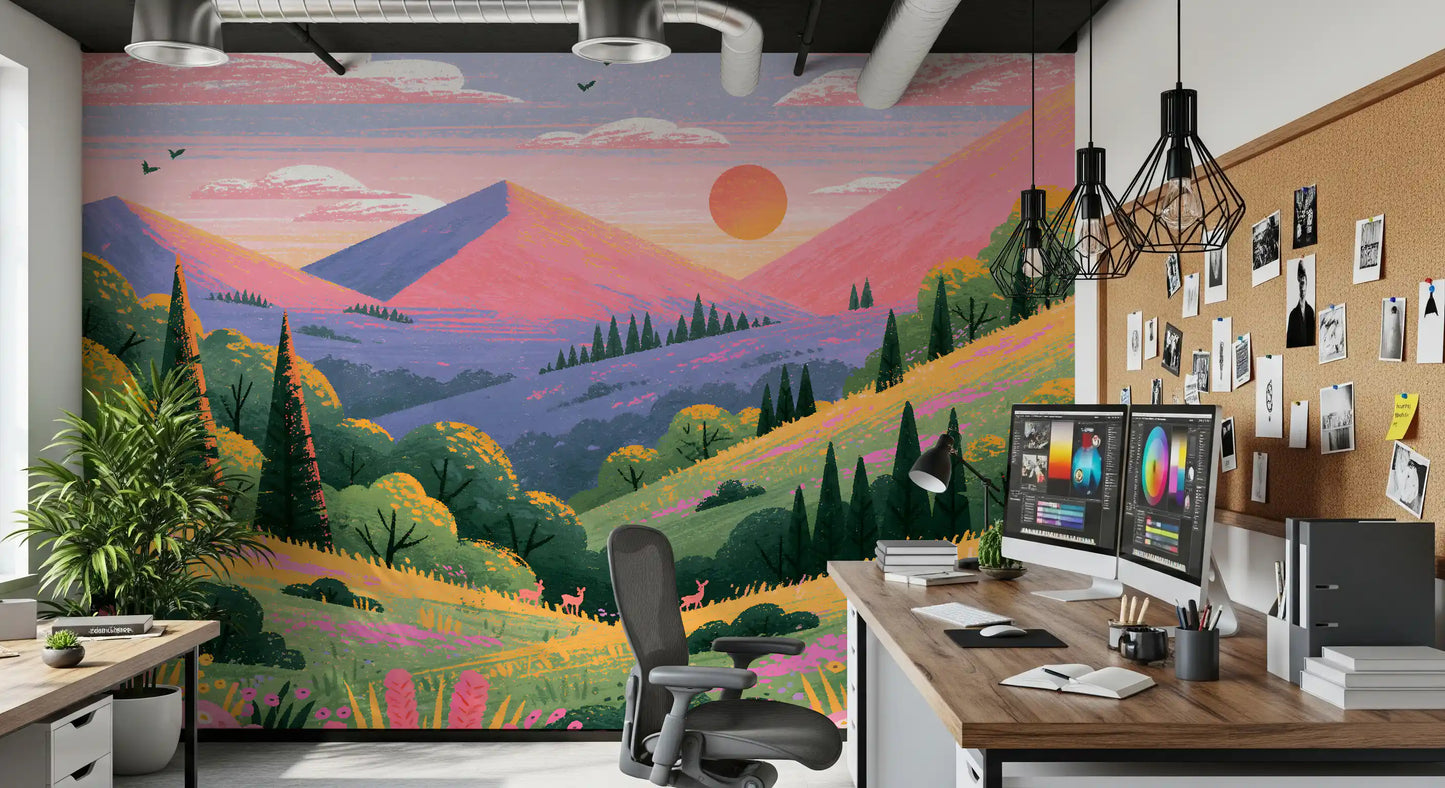 Serene Mountain Valley Vista Wall Mural