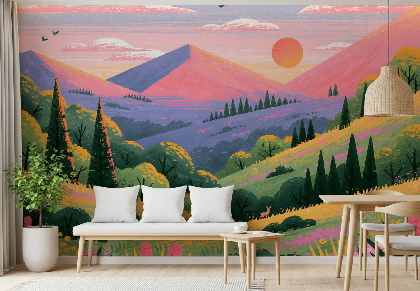 Serene Mountain Valley Vista Wall Mural