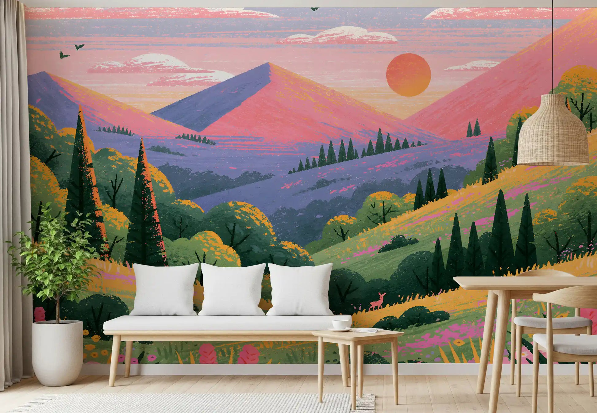Serene Mountain Valley Vista Wall Mural