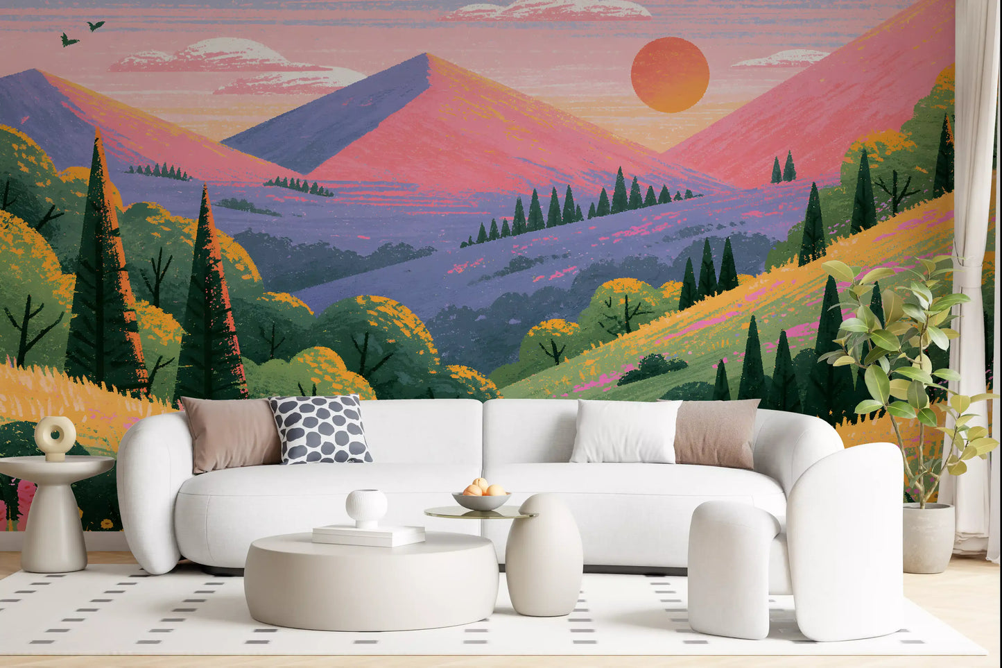 Serene Mountain Valley Vista Wall Mural