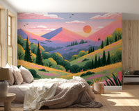 Serene Mountain Valley Vista Wall Mural