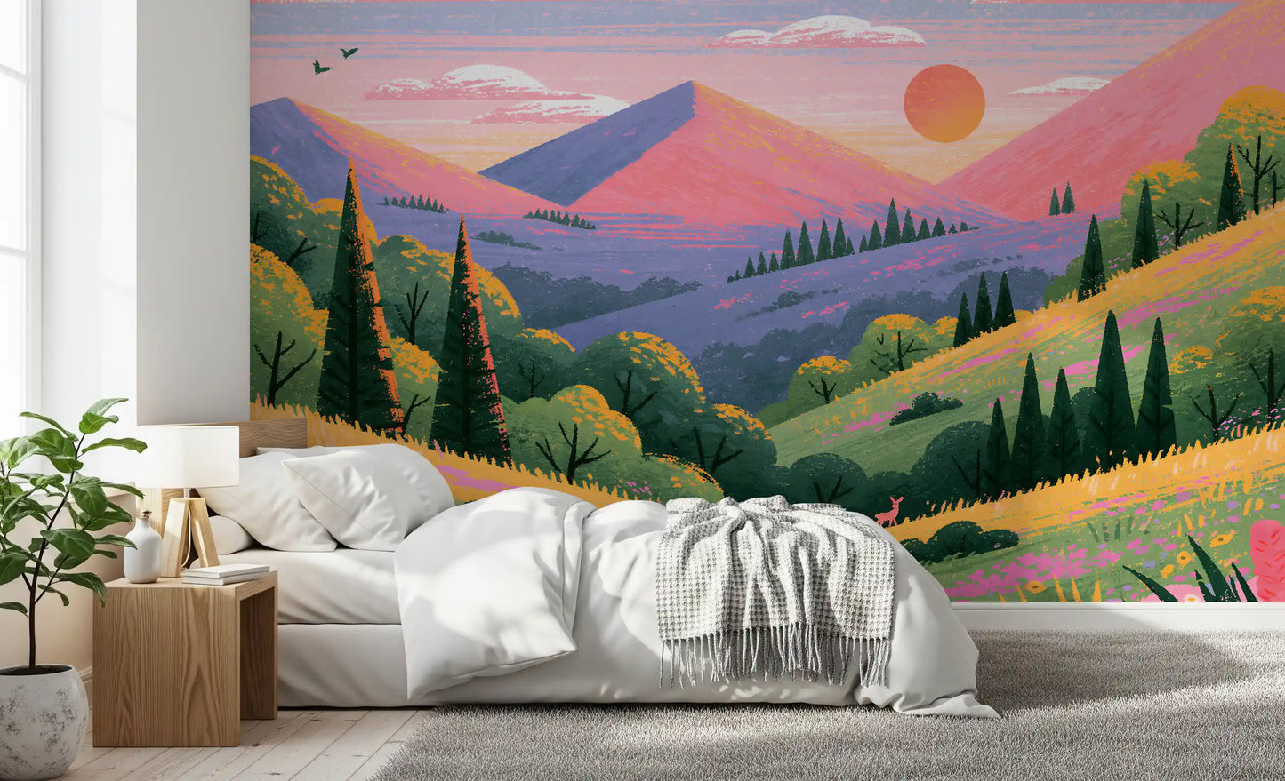 Serene Mountain Valley Vista Wall Mural