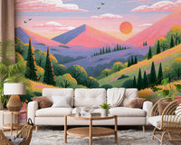 Serene Mountain Valley Vista Wall Mural