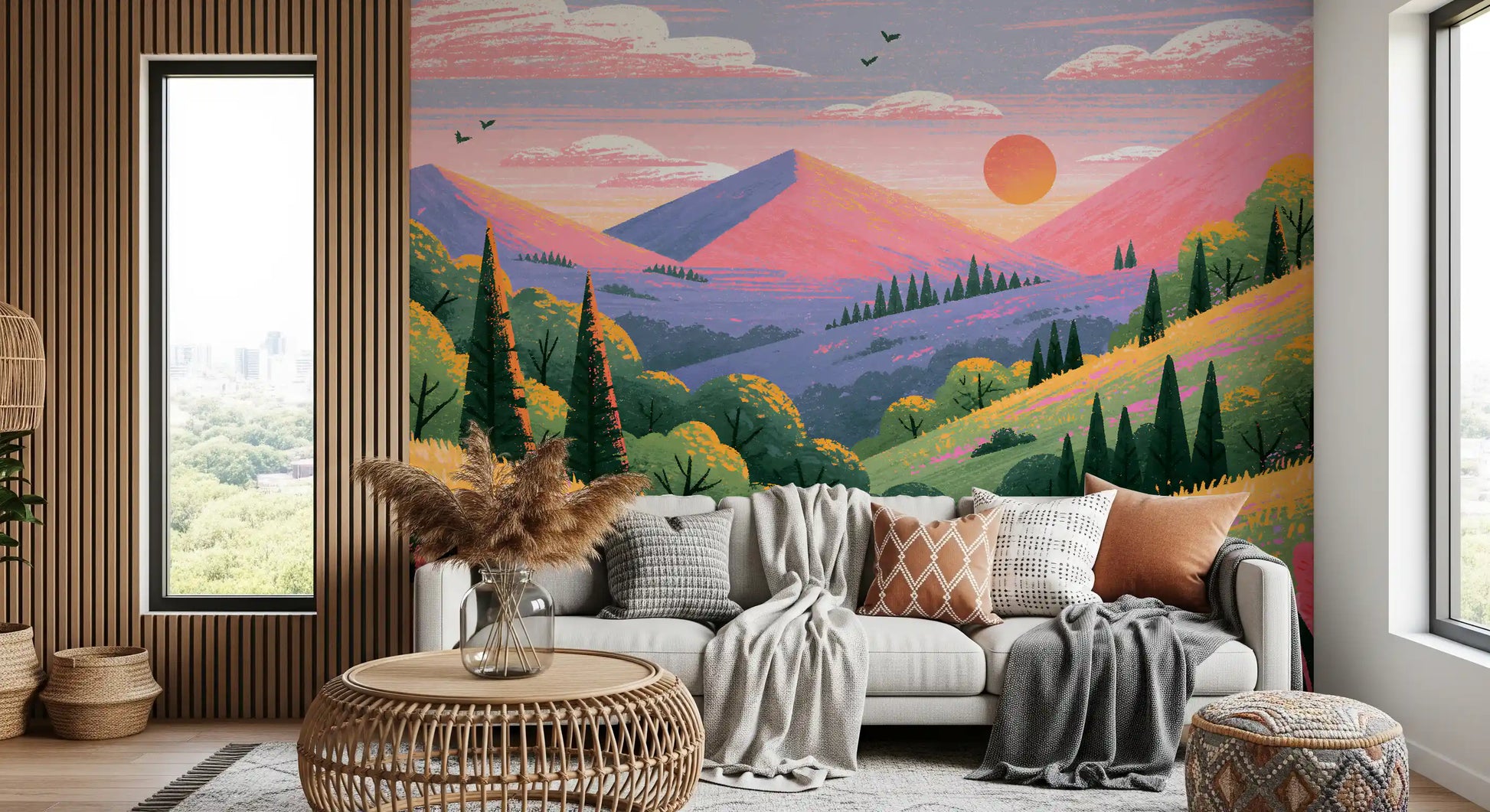Serene Mountain Valley Vista Wall Mural