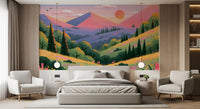 Serene Mountain Valley Vista Wall Mural
