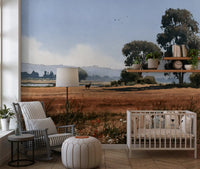 Serene Meadow Wildlife Landscape Wall Mural
