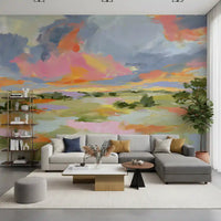 Sunset Brushstrokes Landscape Wall Mural