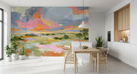 Sunset Brushstrokes Landscape Wall Mural