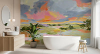 Sunset Brushstrokes Landscape Wall Mural