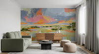 Sunset Brushstrokes Landscape Wall Mural