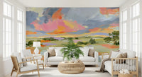 Sunset Brushstrokes Landscape Wall Mural