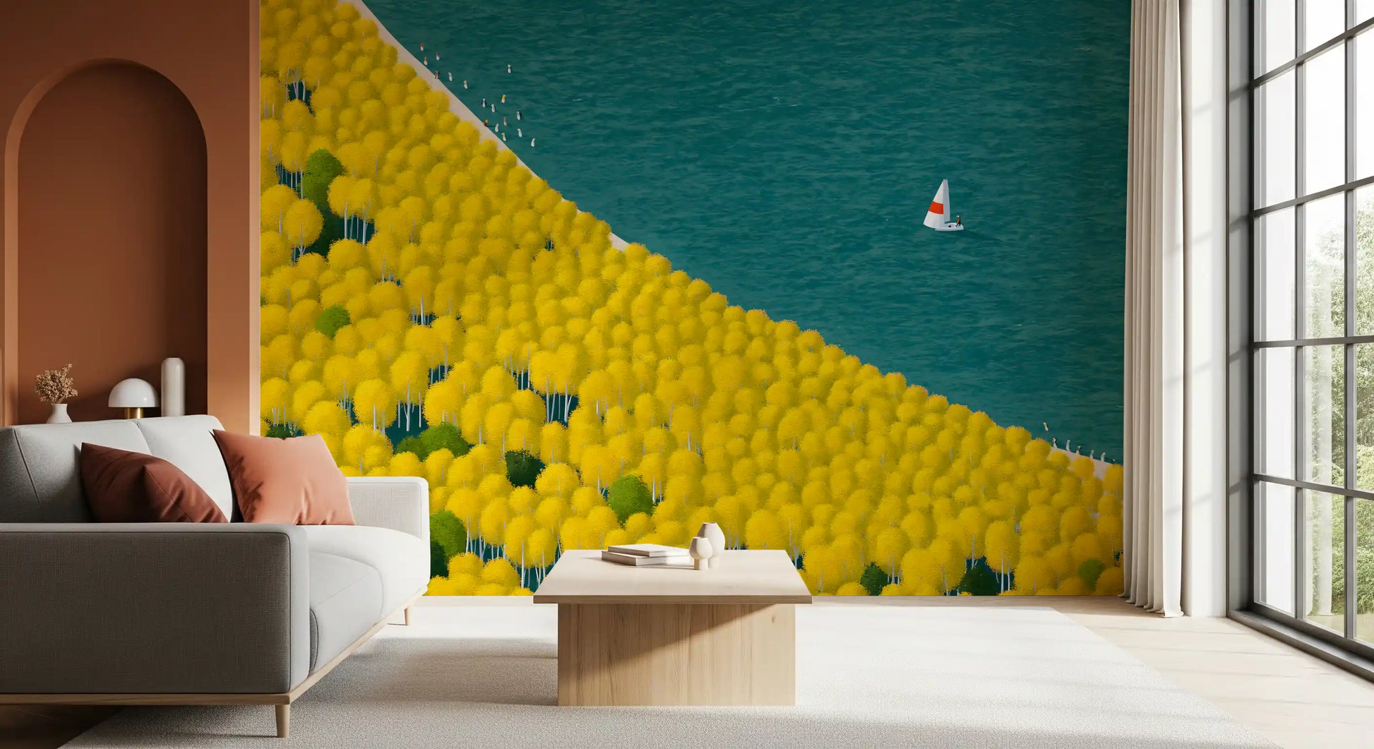 Isometric Autumn Sailing Journey Wall Mural
