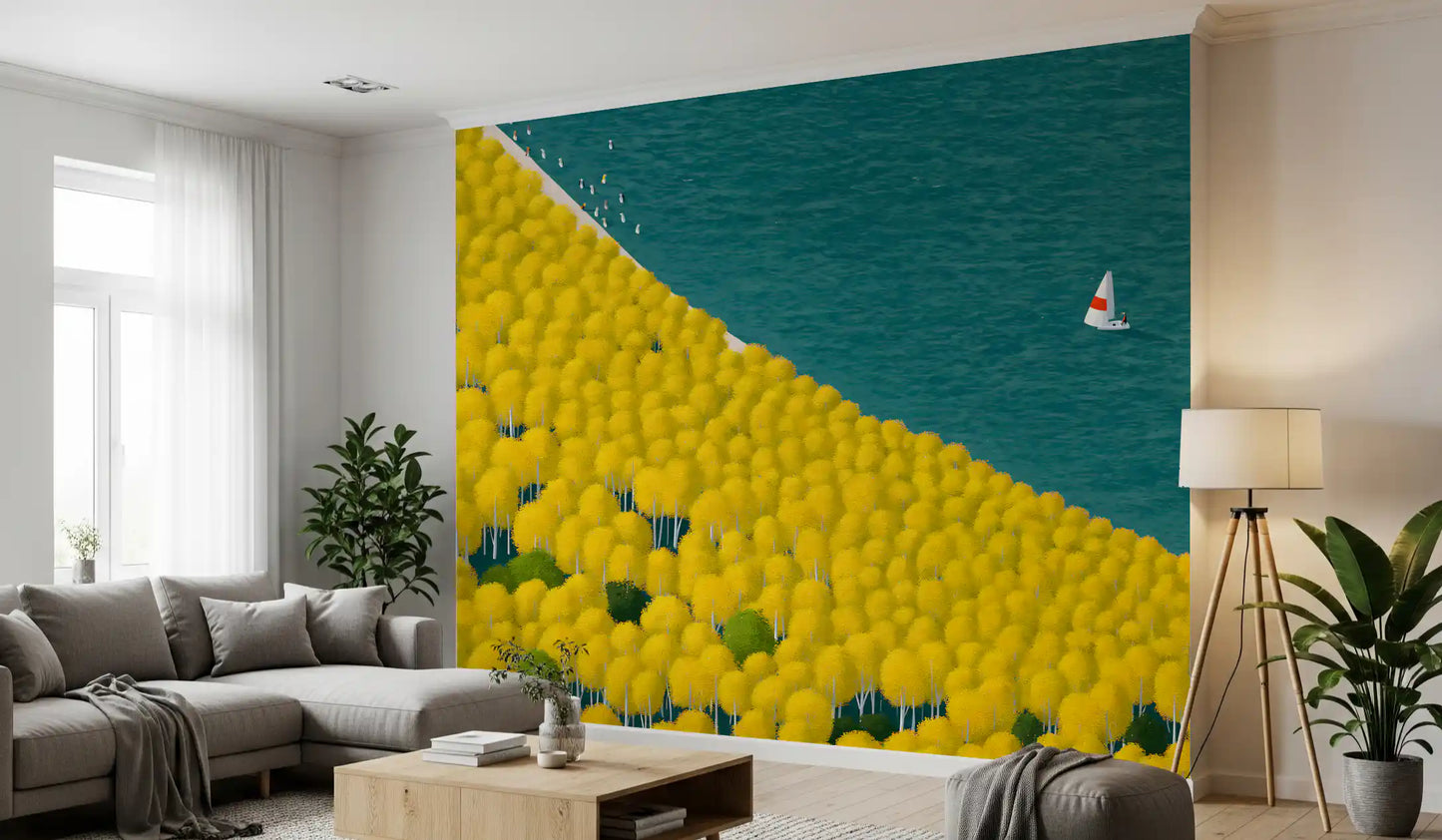 Isometric Autumn Sailing Journey Wall Mural