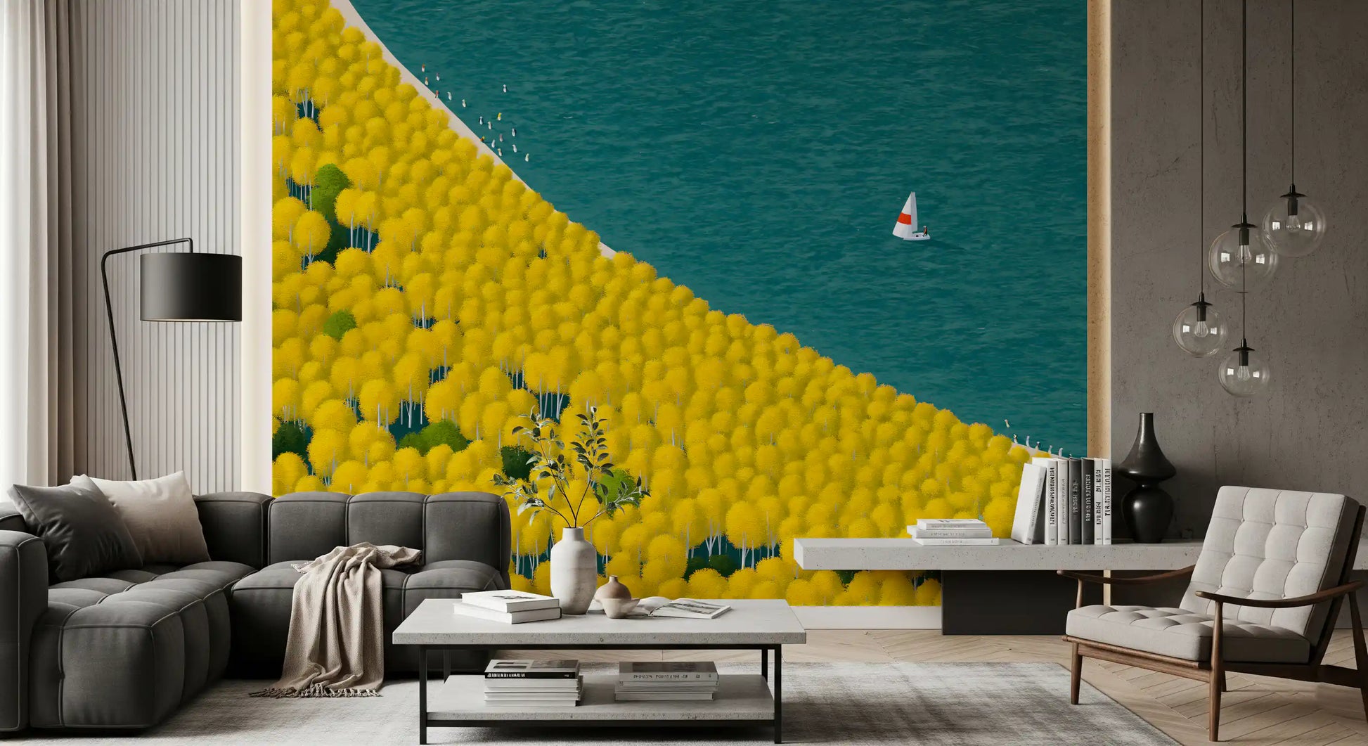 Isometric Autumn Sailing Journey Wall Mural