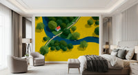 Isometric Countryside Meadow Scene Wall Mural