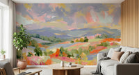 Impressionist Mountain Valley Vista Wall Mural