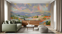 Impressionist Mountain Valley Vista Wall Mural