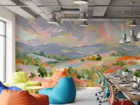 Impressionist Mountain Valley Vista Wall Mural