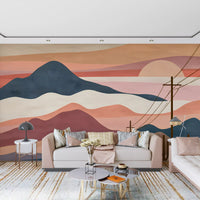 Desert Sunset Mountain Landscape Wall Mural