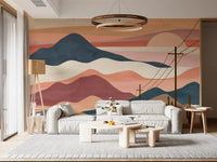 Desert Sunset Mountain Landscape Wall Mural
