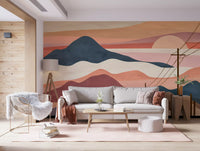 Desert Sunset Mountain Landscape Wall Mural