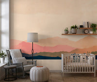 Serene Sunset Mountain Peaks Wall Mural