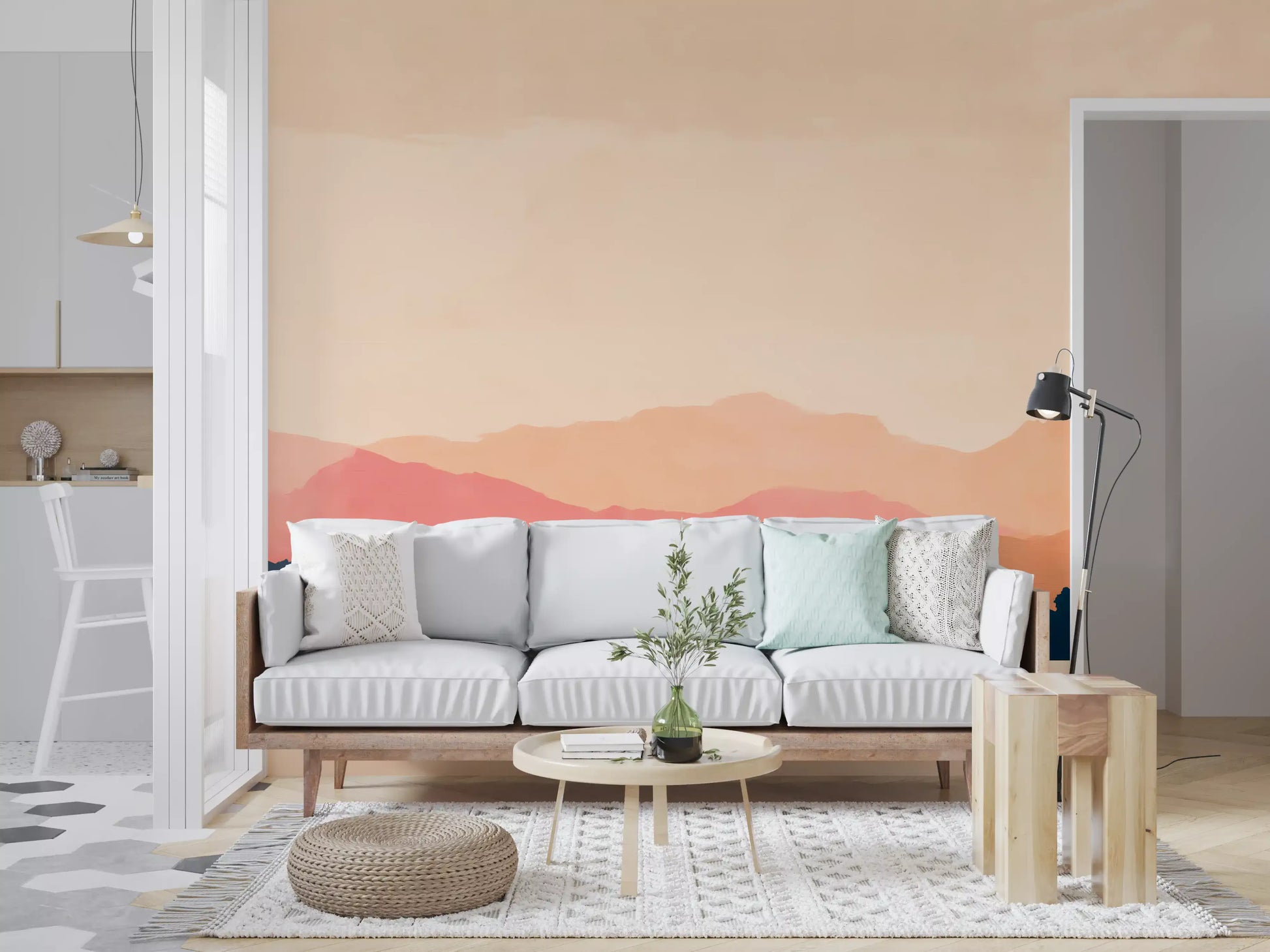 Serene Sunset Mountain Peaks Wall Mural