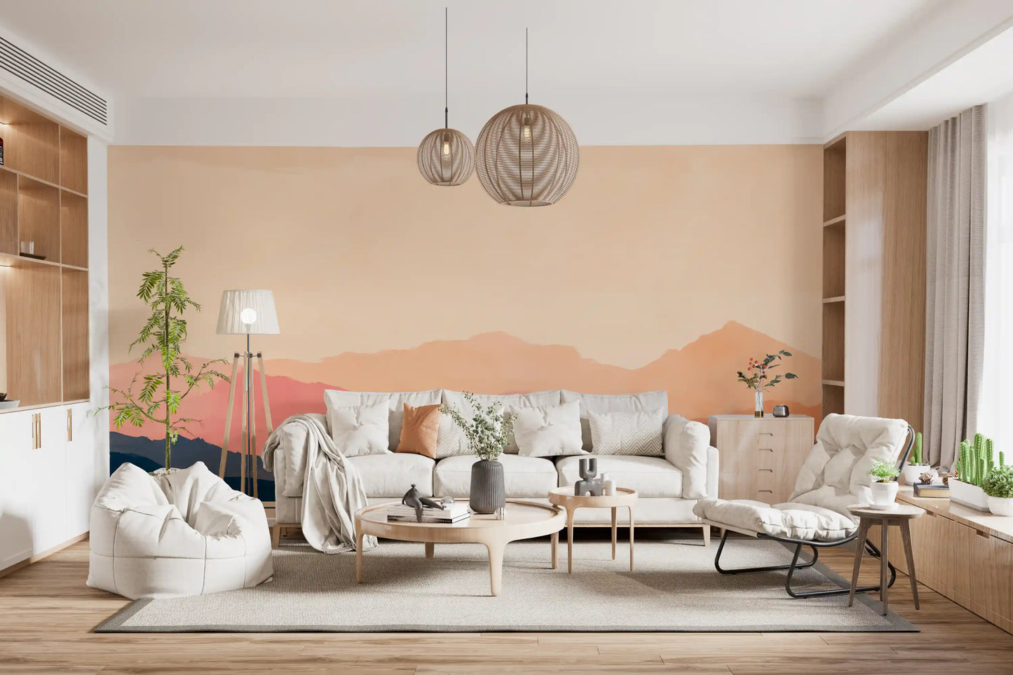 Serene Sunset Mountain Peaks Wall Mural