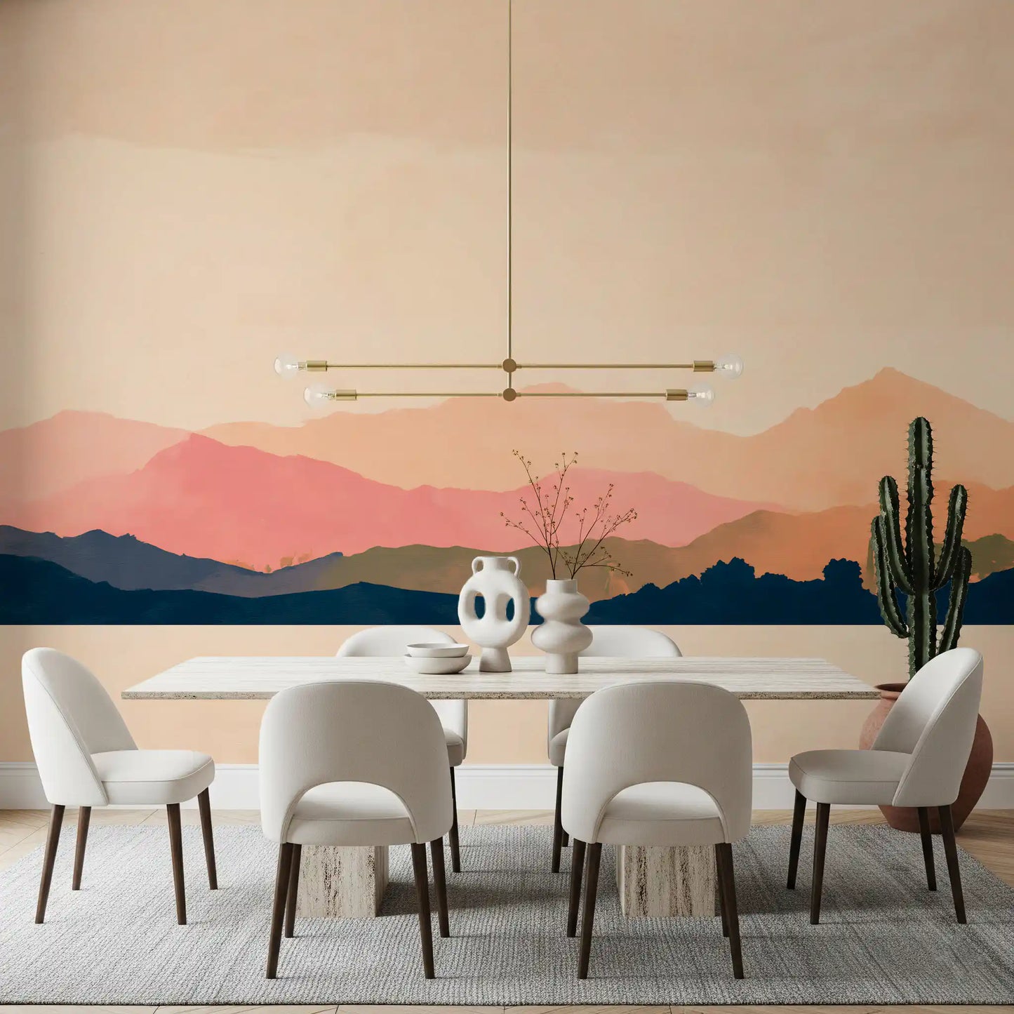 Serene Sunset Mountain Peaks Wall Mural