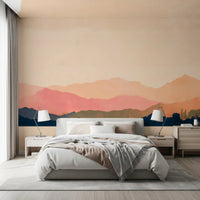 Serene Sunset Mountain Peaks Wall Mural