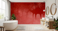 Crimson Pagoda Mist Wall Mural