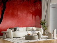 Crimson Pagoda Mist Wall Mural