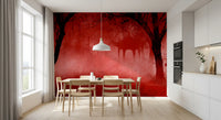 Crimson Pagoda Mist Wall Mural