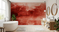 Ethereal Red Temple Waters Wall Mural