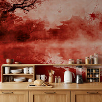 Ethereal Red Temple Waters Wall Mural