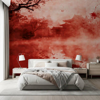 Ethereal Red Temple Waters Wall Mural