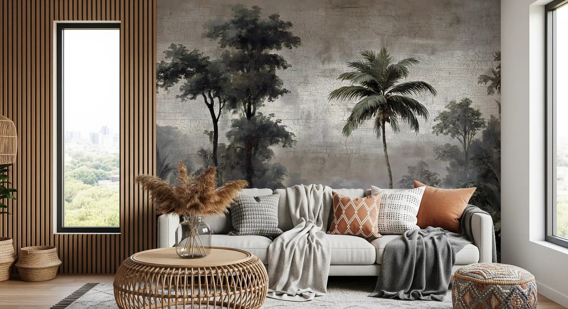 Vintage Tropical Jungle Escape Wall Mural
