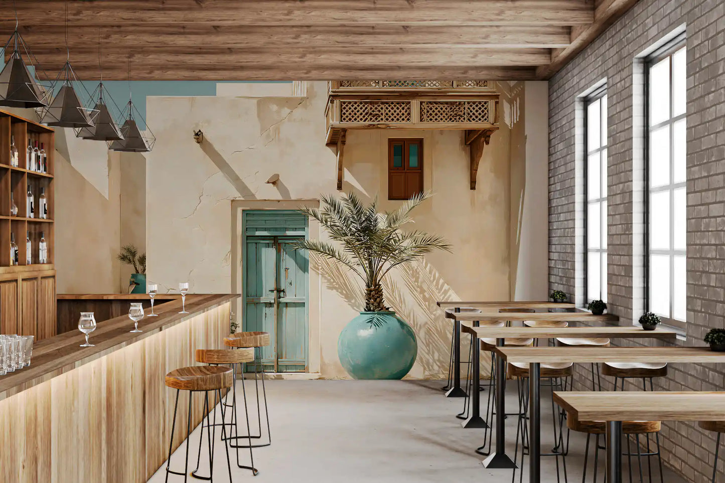 Middle Eastern Courtyard Oasis Wall Mural