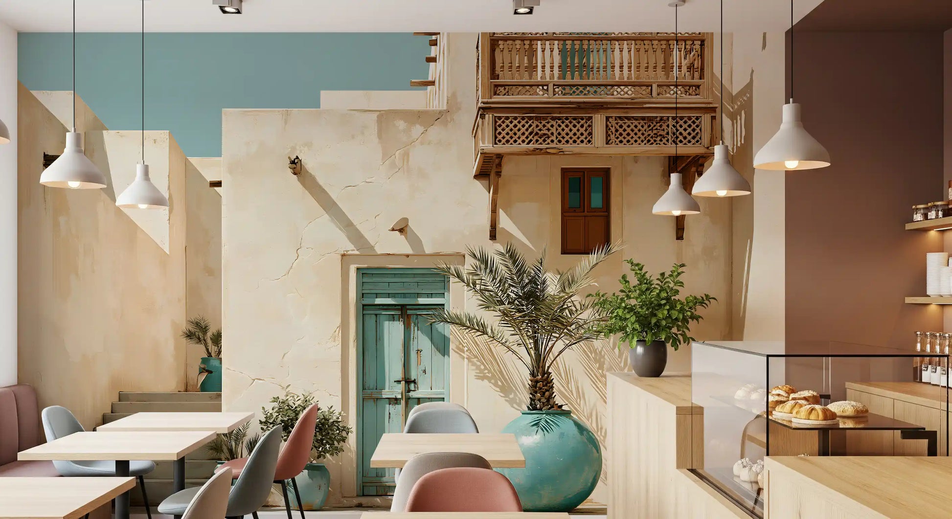 Middle Eastern Courtyard Oasis Wall Mural