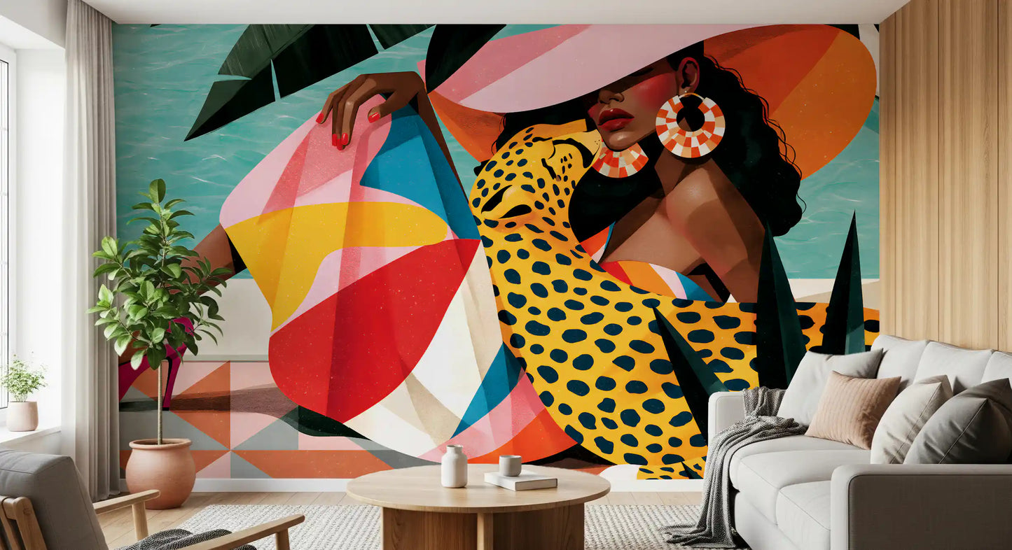 Chic Summer Leisure Illustration Wall Mural