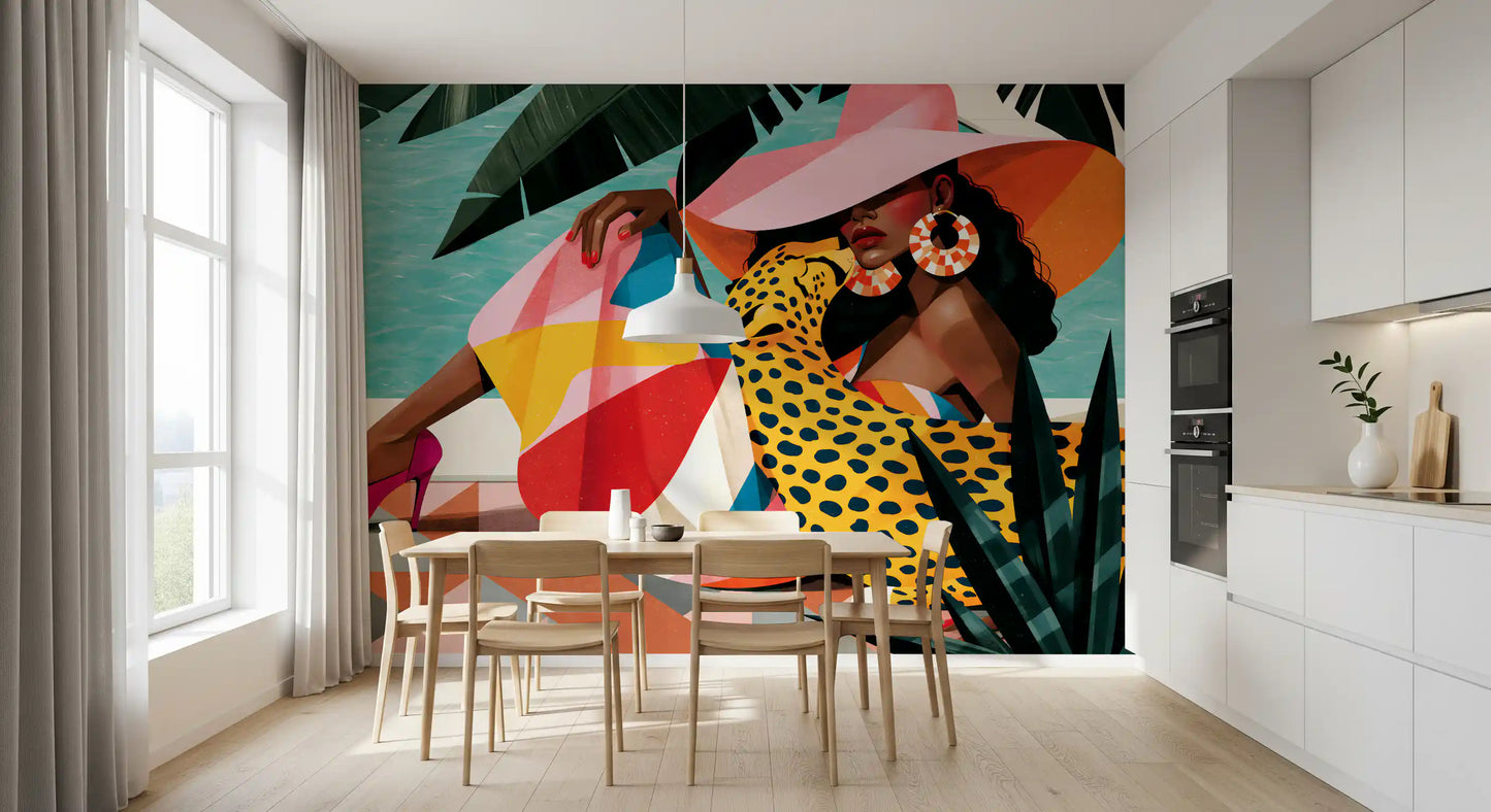 Chic Summer Leisure Illustration Wall Mural