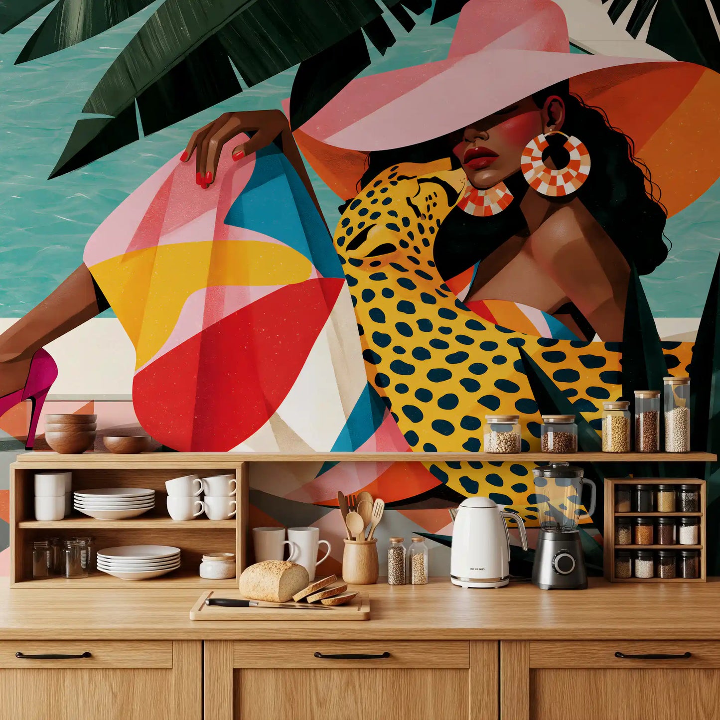 Chic Summer Leisure Illustration Wall Mural