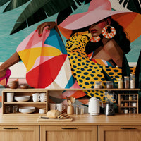 Chic Summer Leisure Illustration Wall Mural